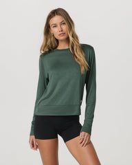 Daydream Crew Women's Agate Green Heather Long Sleeve | Vuori Clothing