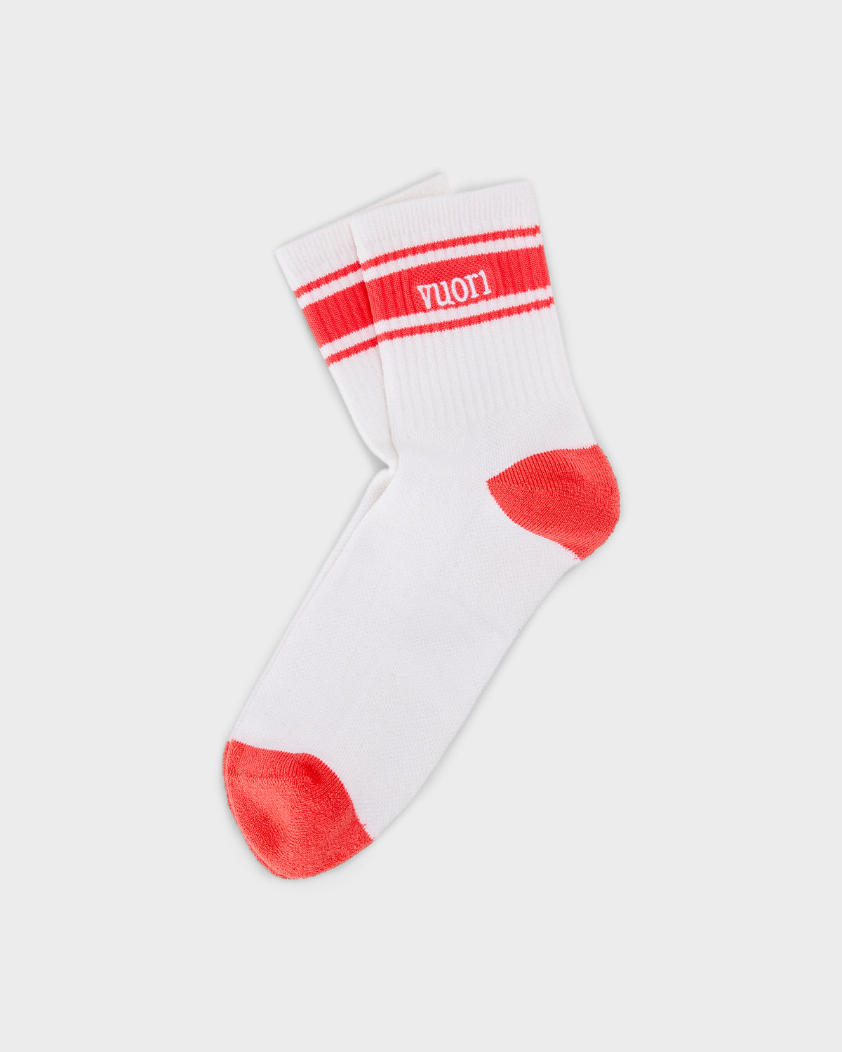 Half Crew Stripe Novelty Sock White & Bright Coral Stripe | Vuori Clothing