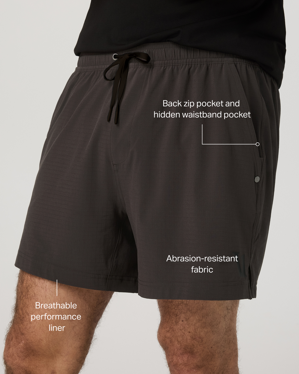 HardKore Short Lined 5" Men's Carbon Performance Shorts | Vuori Clothing