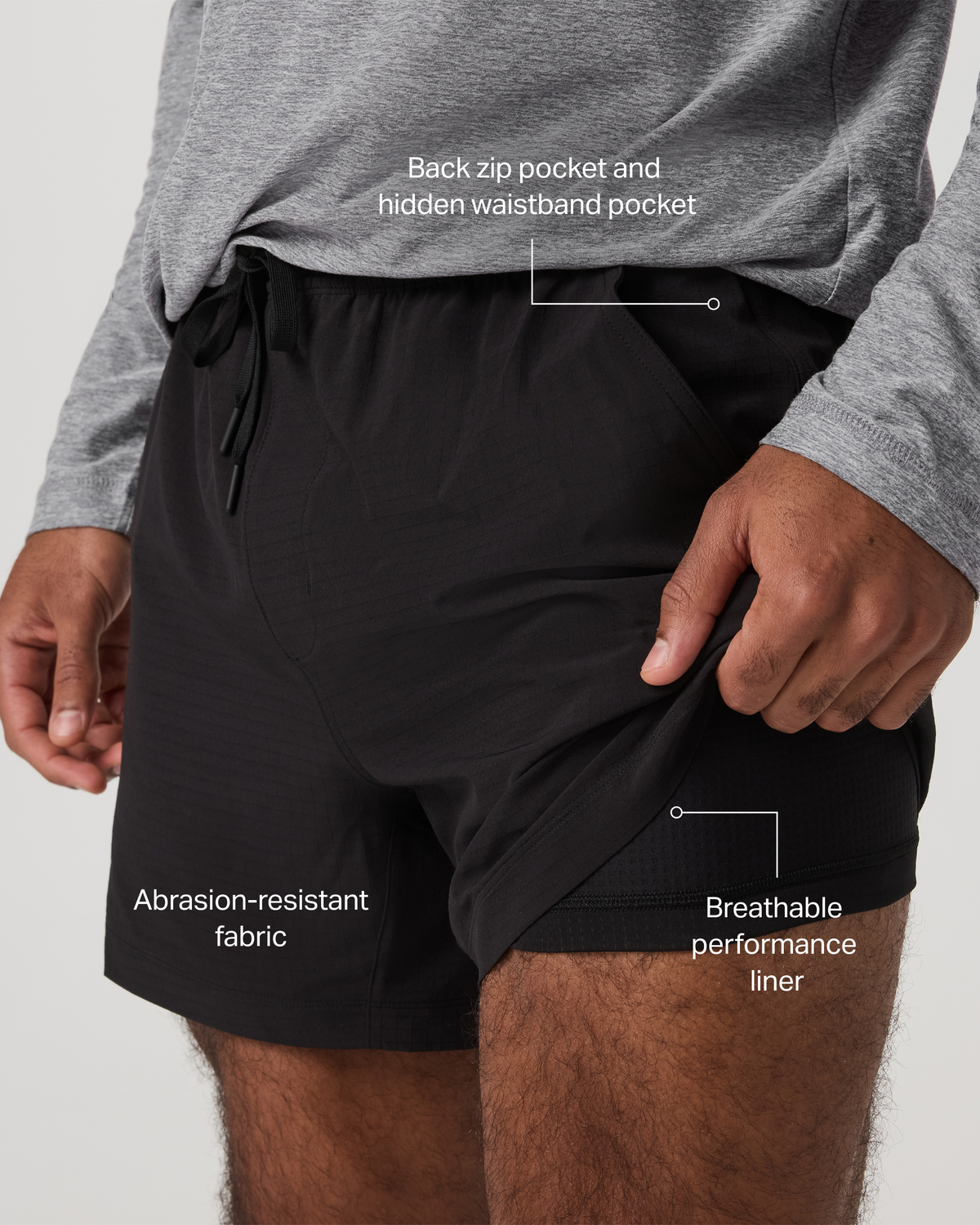 HardKore Short Lined 5" Men's Black Performance Shorts | Vuori Online