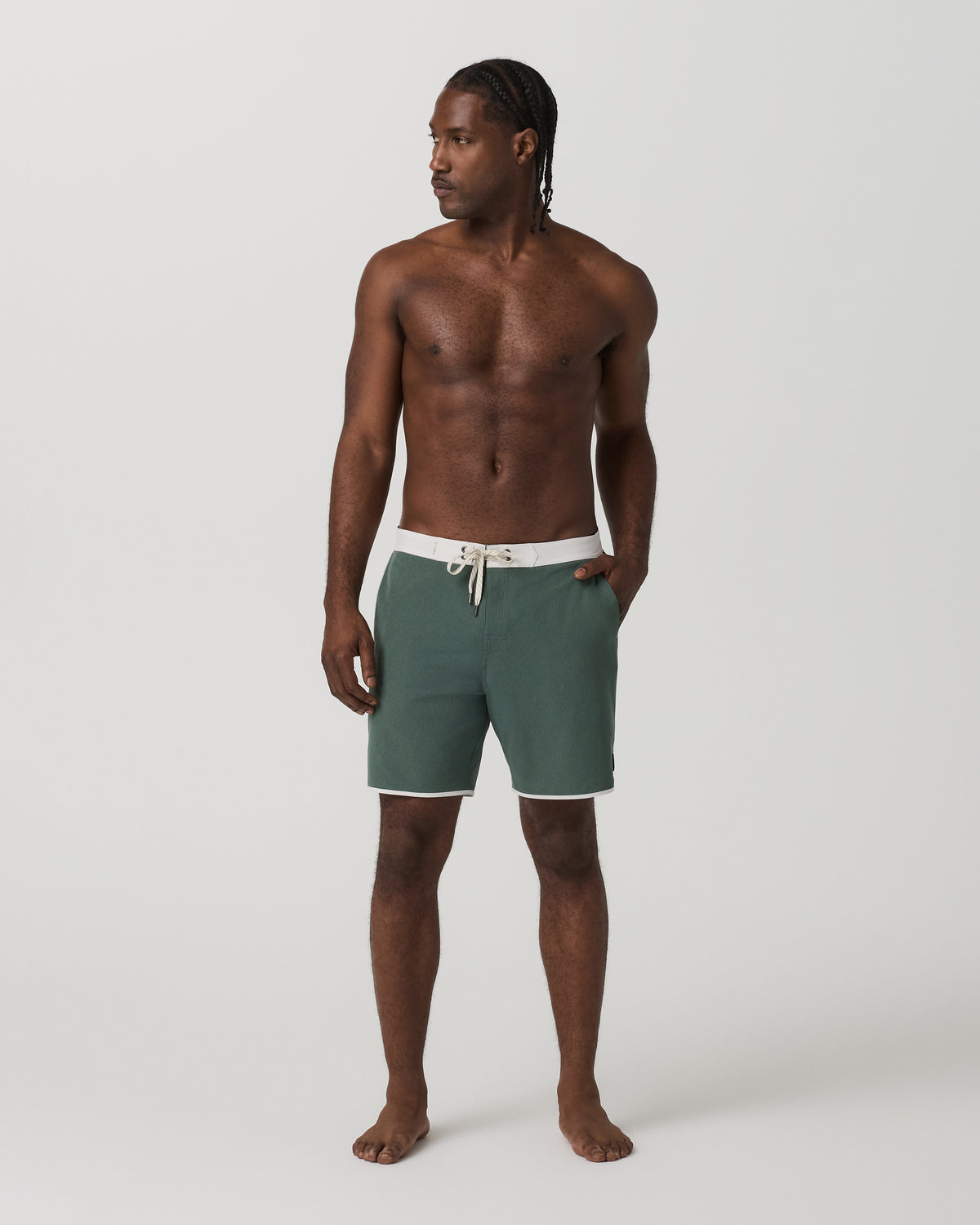 Men's Cruise Boardshort 7" Agate Green Linen Texture | Vuori Clothing