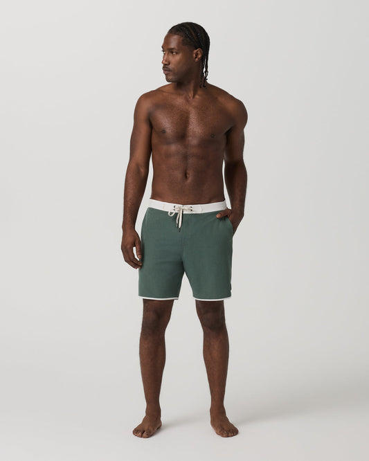 Men's Cruise Boardshort 7" Agate Green Linen Texture | Vuori Clothing