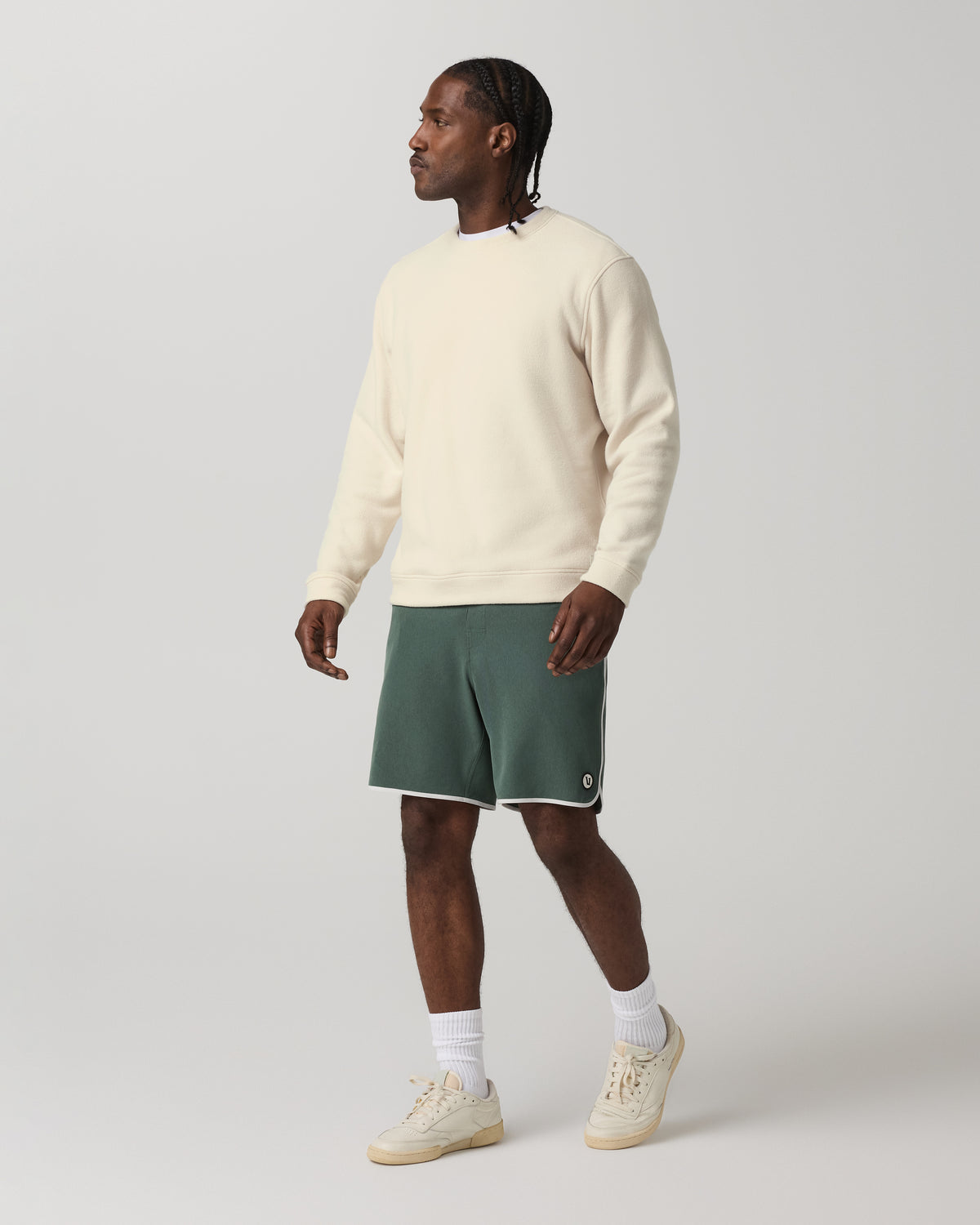 Men's Cruise Boardshort 7" Agate Green Linen Texture | Vuori Clothing