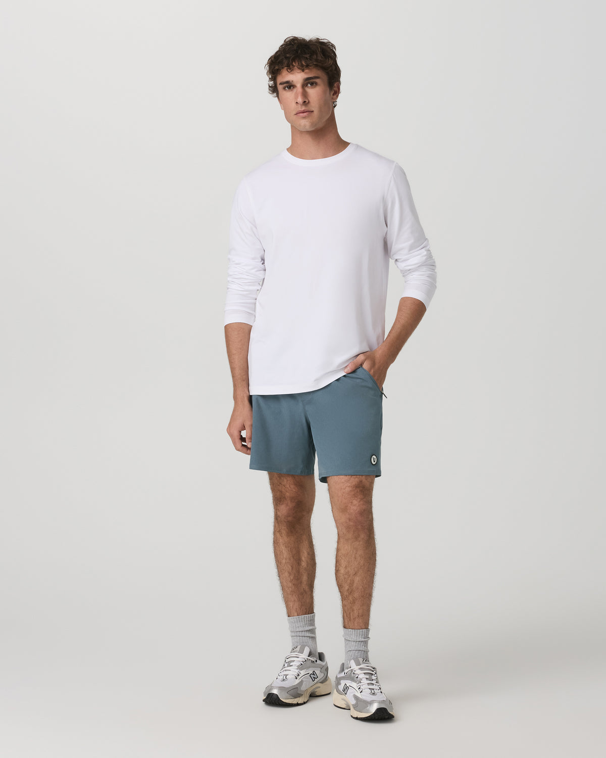 Maverick Volley Short Lined Men's Blue Sea Hybrid Shorts | Vuori Sale