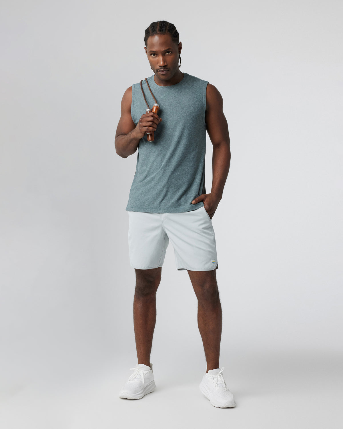 Banks Short Sky Grey Linen Texture Active Shorts | Vuori Online