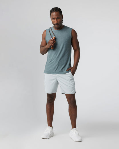 Banks Short Sky Grey Linen Texture Active Shorts | Vuori Online