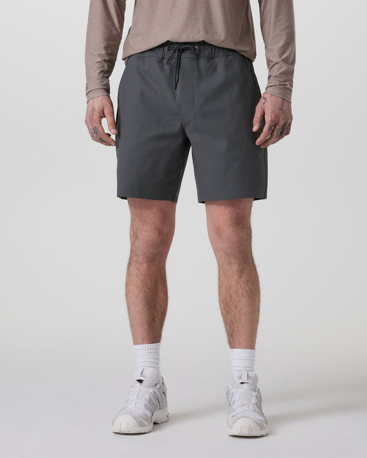 Cascade Crinkle Elastic Waist Short Classic Fit 8" Charcoal | Vuori US