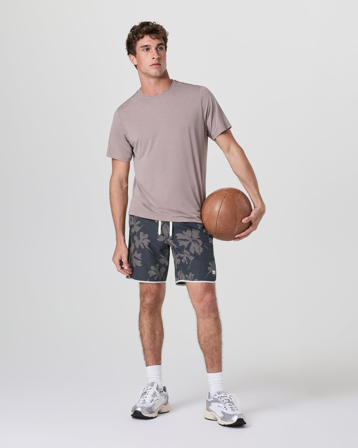 Banks Short Dark Pewter Plumeria Athletic Shorts | Vuori Clothing