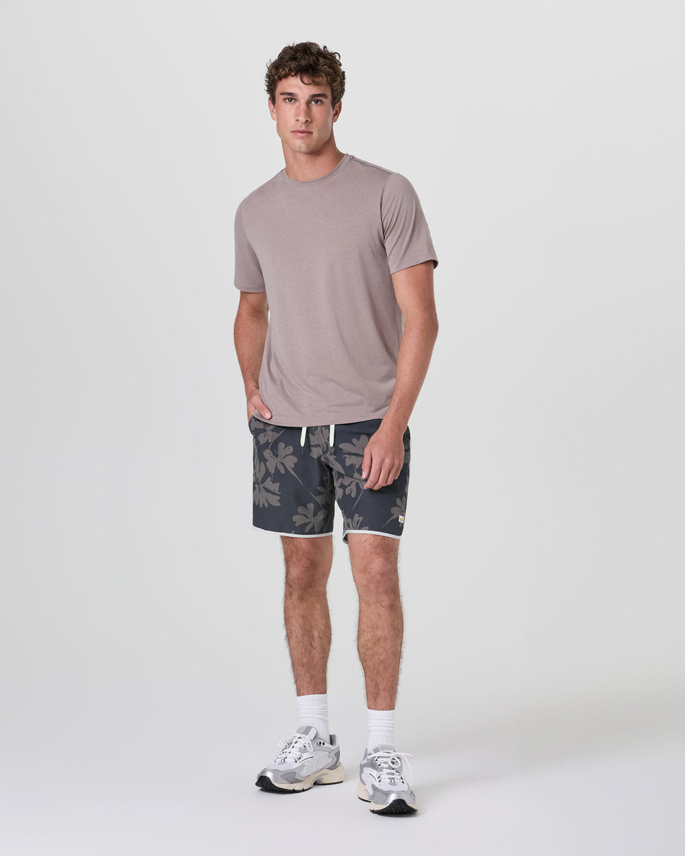 Banks Short Dark Pewter Plumeria Athletic Shorts | Vuori Clothing