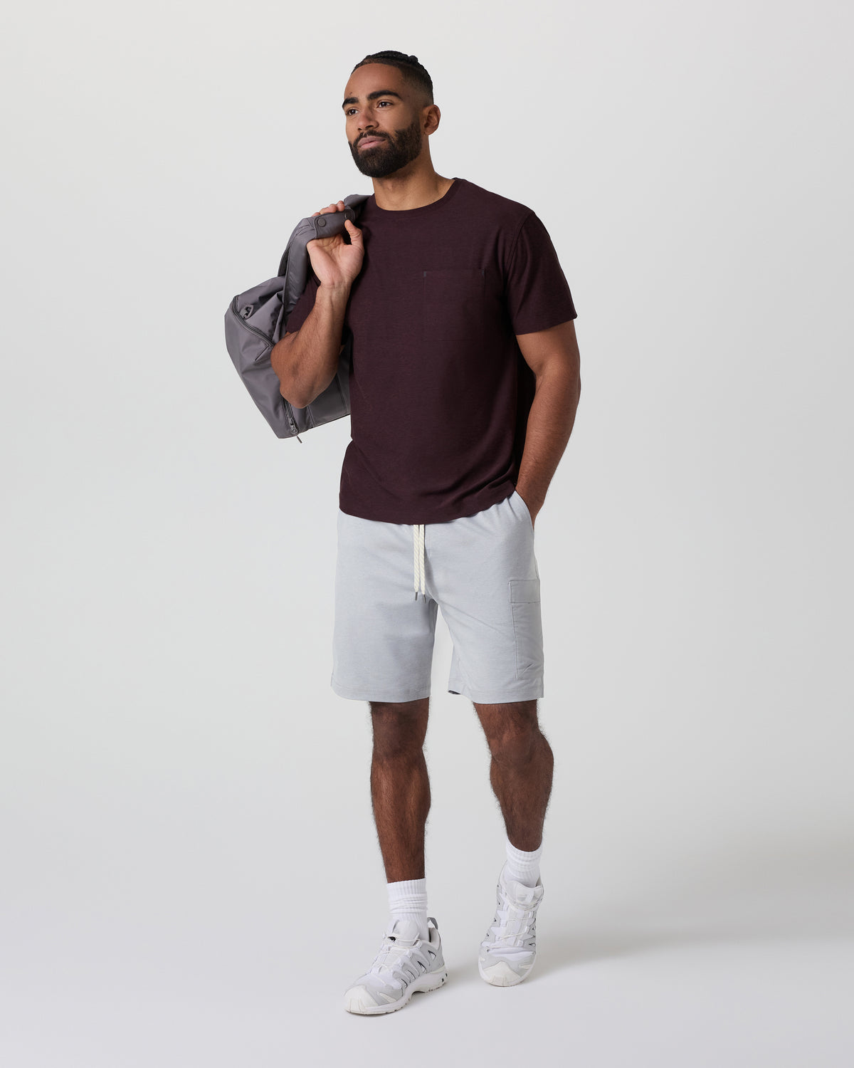 Sunday Performance Utility Short Classic Fit 8" Platinum Heather | Vuori