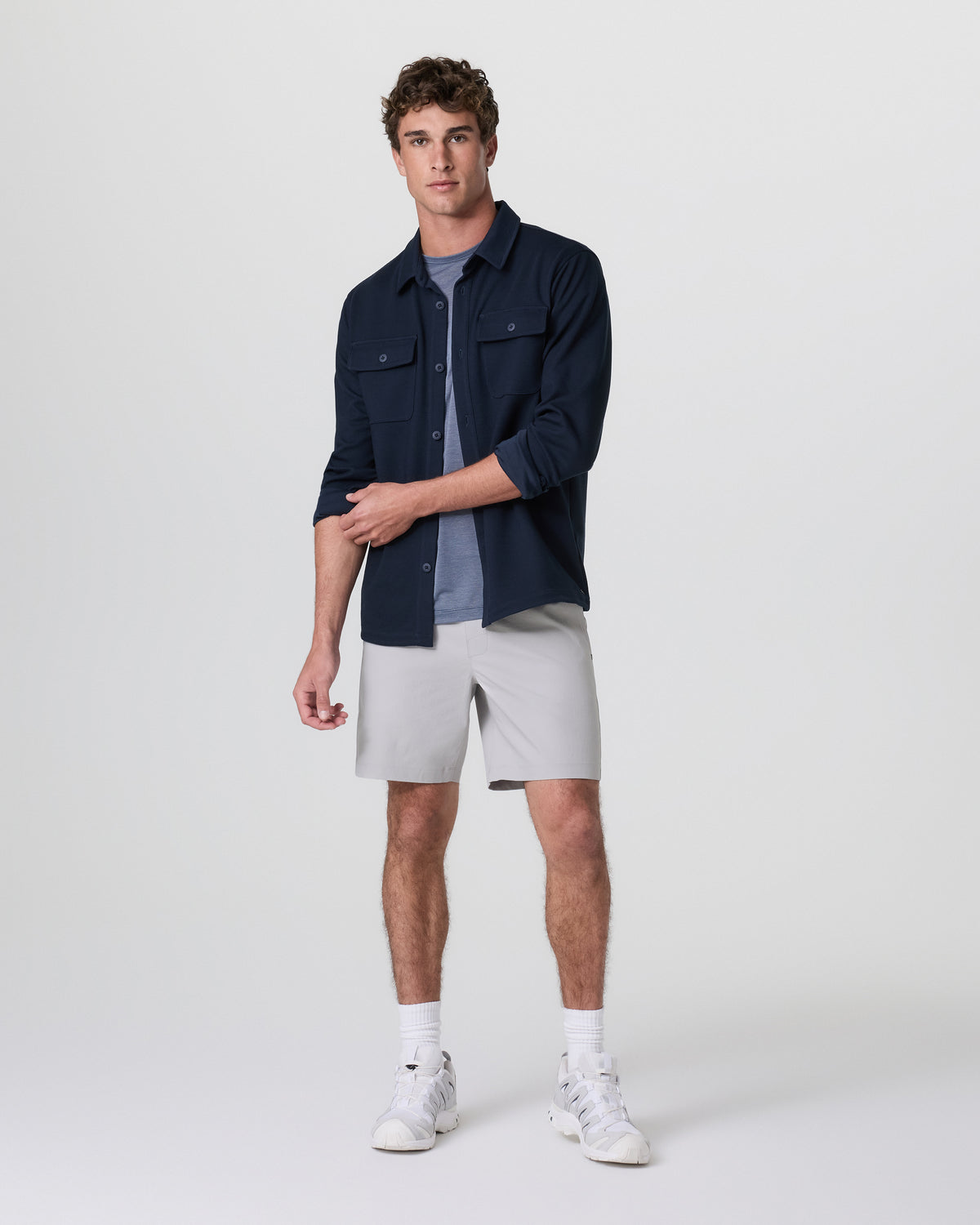 Cascade Crinkle Elastic Waist Short Classic Fit 8" Fog | Vuori