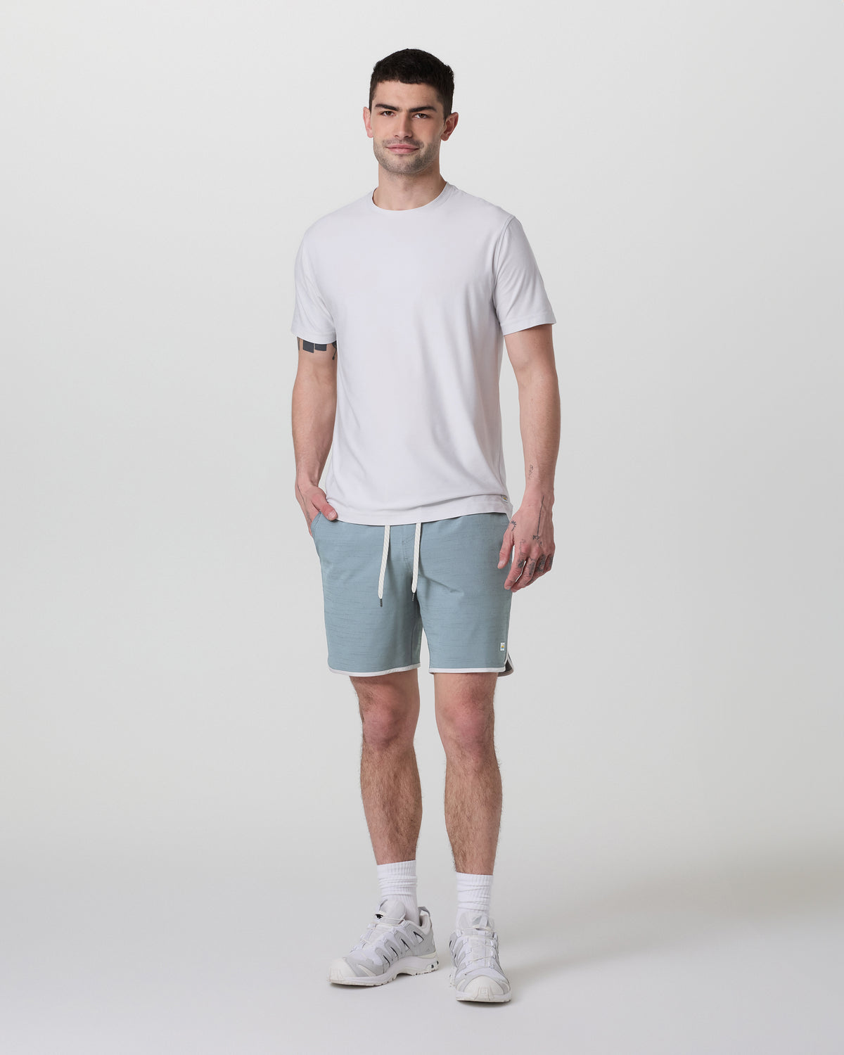 Banks Short Dusty Blue Slub Stripe Athletic Shorts | Vuori Discount