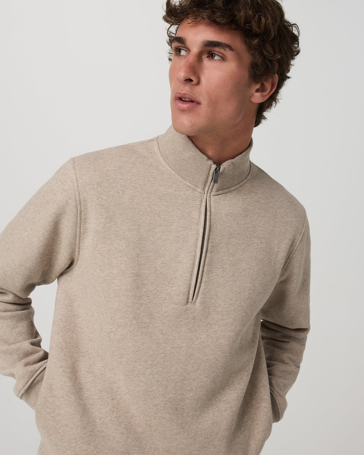 Seaside Half Zip Men's Acorn Heather Fleece Pullover | Vuori Clothing