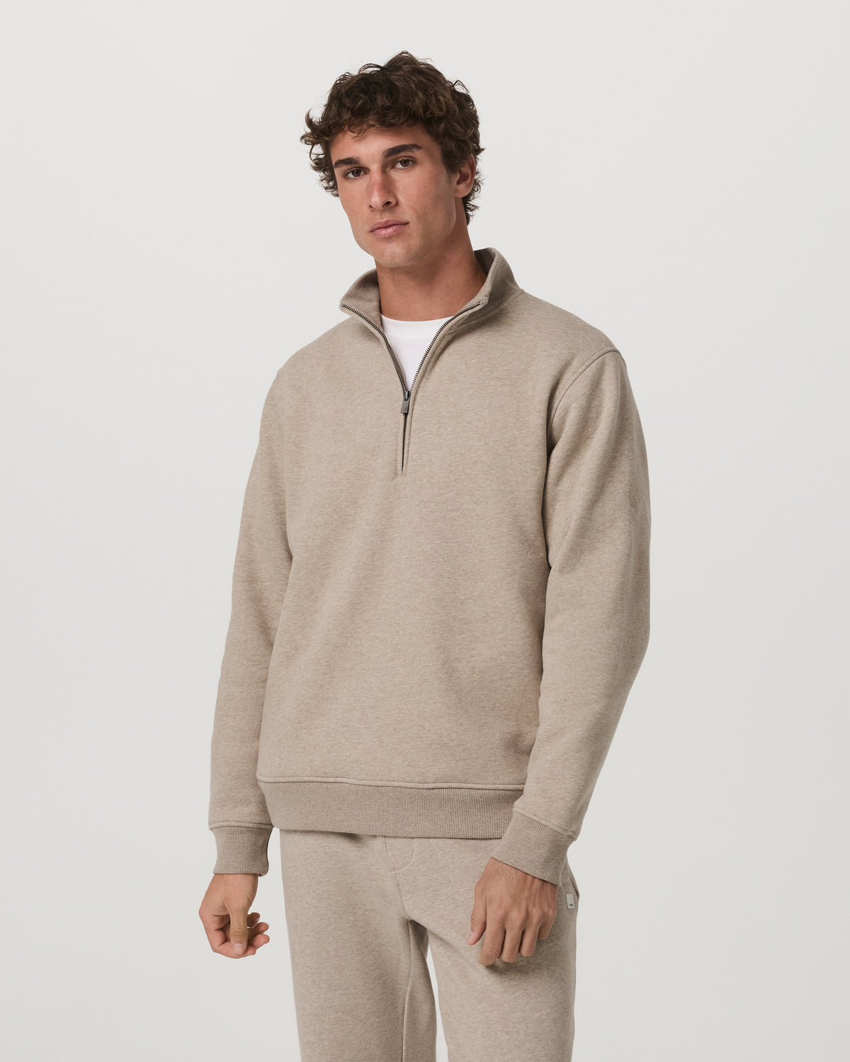 Seaside Half Zip Men's Acorn Heather Fleece Pullover | Vuori Clothing