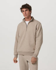 Seaside Half Zip Men's Acorn Heather Fleece Pullover | Vuori Clothing