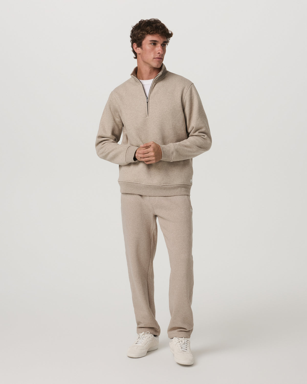 Seaside Half Zip Men's Acorn Heather Fleece Pullover | Vuori Clothing