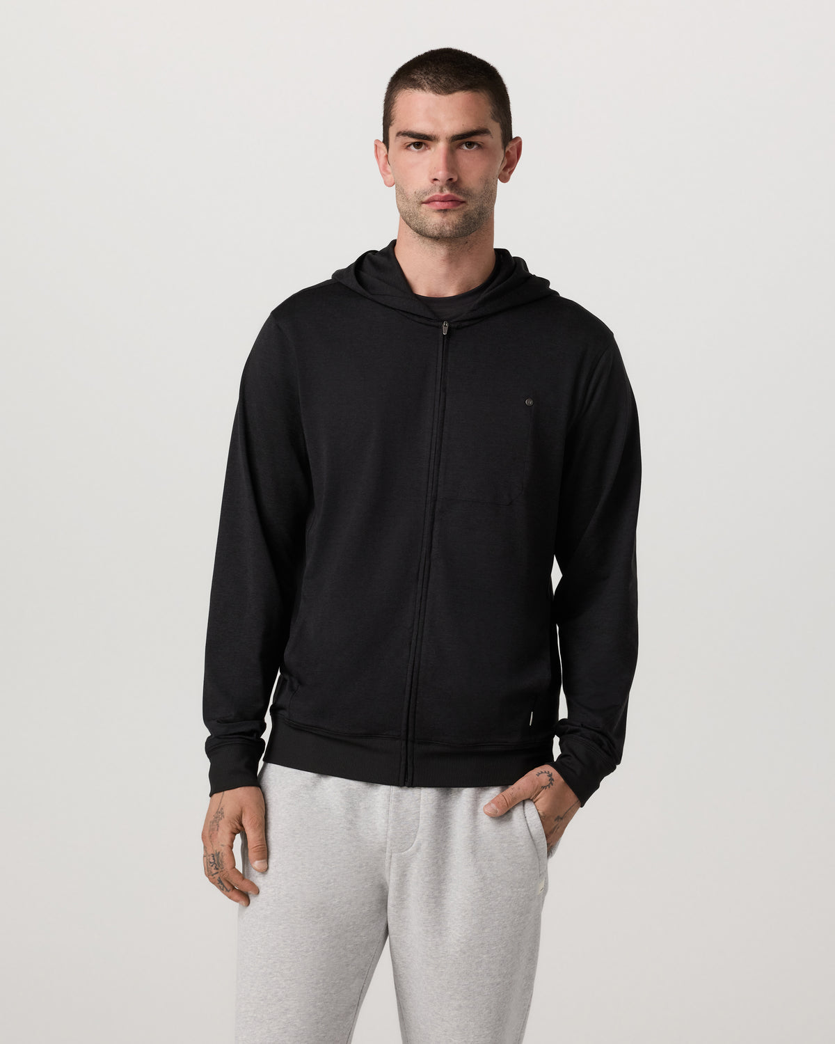Ponto Full Zip Hoodie Men's Black Heather Hoodie | Vuori Sale