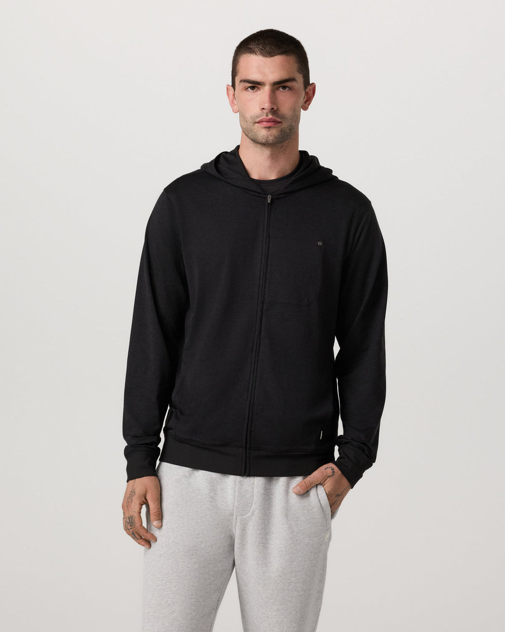 Ponto Full Zip Hoodie Men's Black Heather Hoodie | Vuori Sale