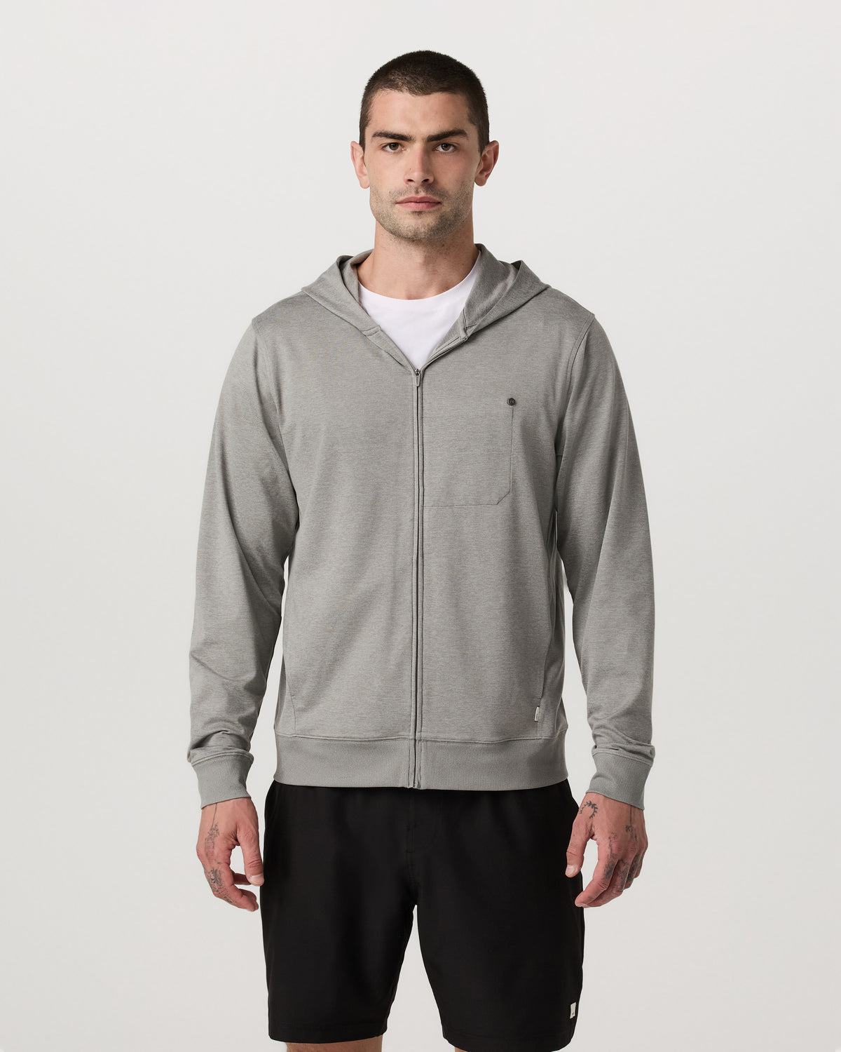 Ponto Full Zip Hoodie Men's Driftwood Heather Hoodie | Vuori Online