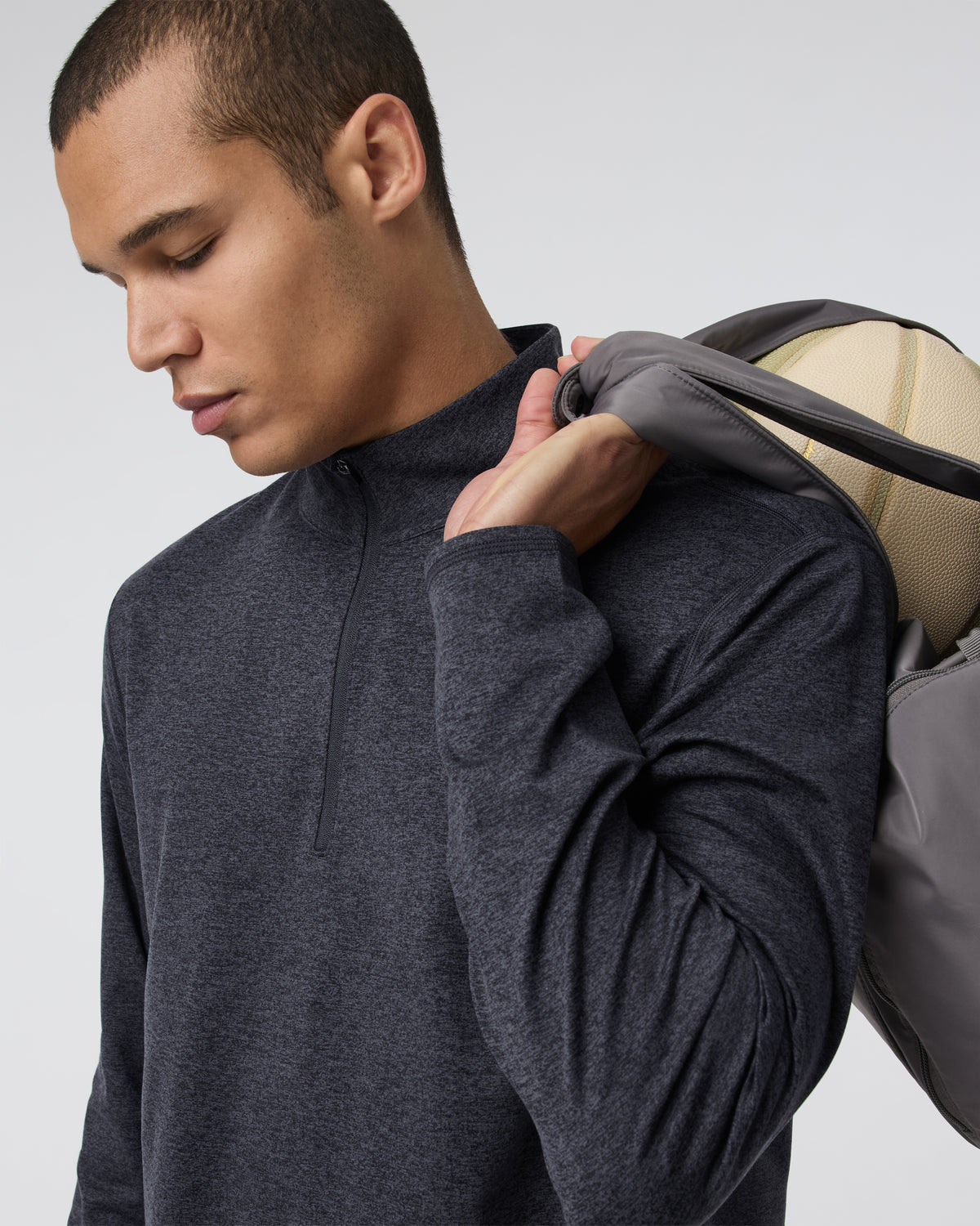 Ponto Half Zip Mock Neck Charcoal Heather | Vuori Clothing