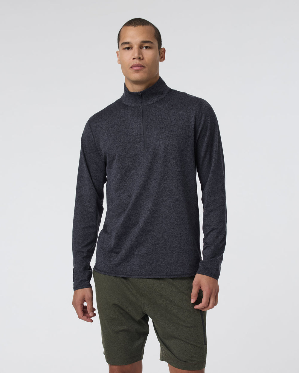 Ponto Half Zip Mock Neck Charcoal Heather | Vuori Clothing