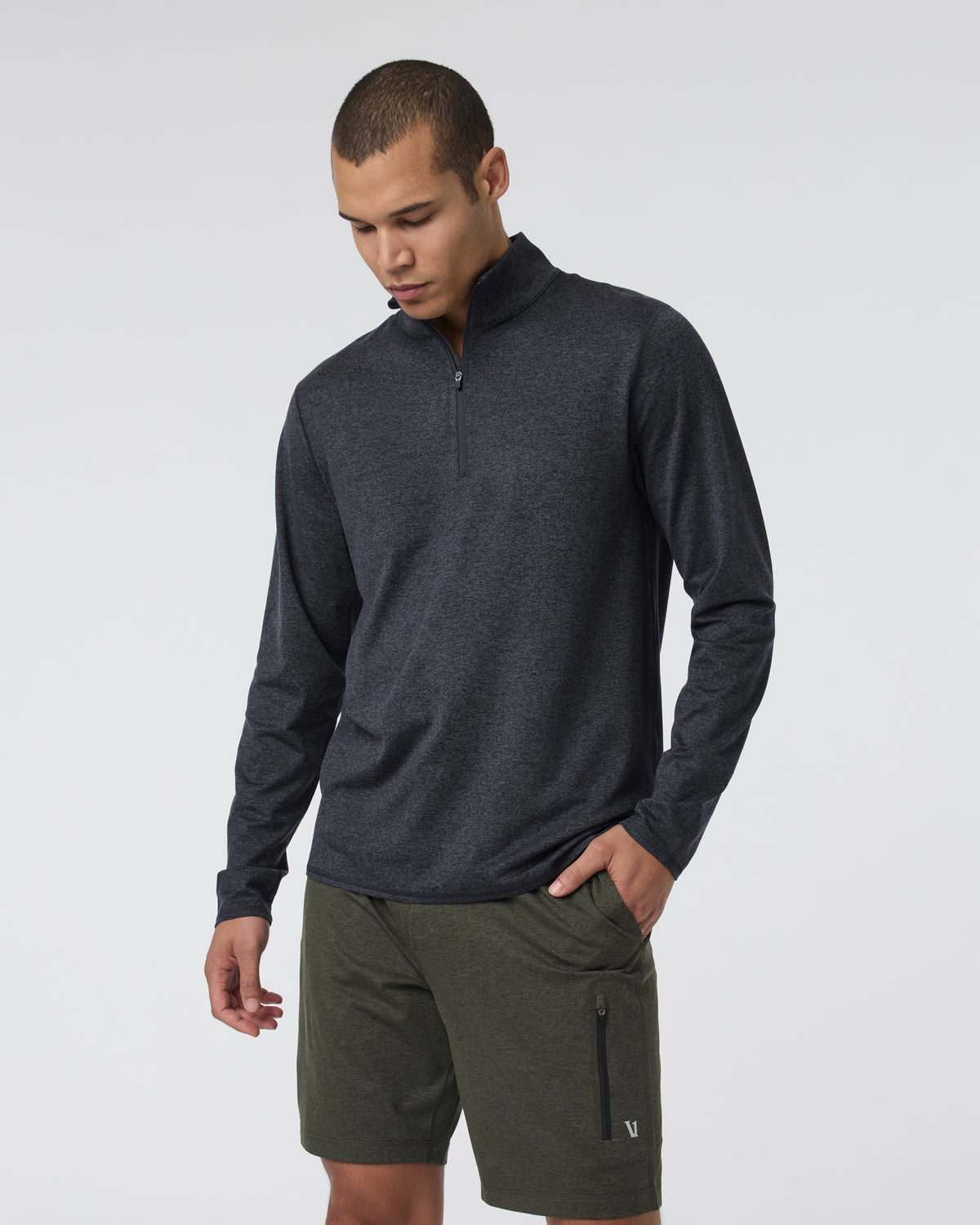 Ponto Half Zip Mock Neck Charcoal Heather | Vuori Clothing
