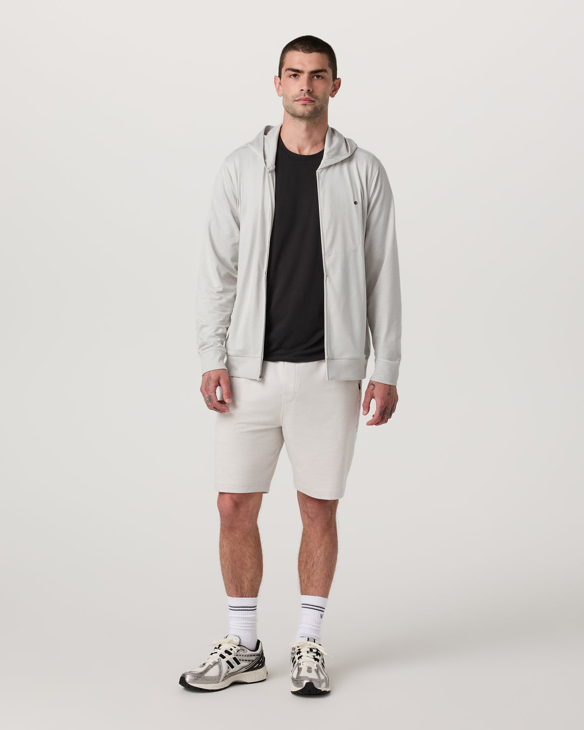 Ponto Full Zip Hoodie Men's Salt Heather Hoodie | Vuori For sale