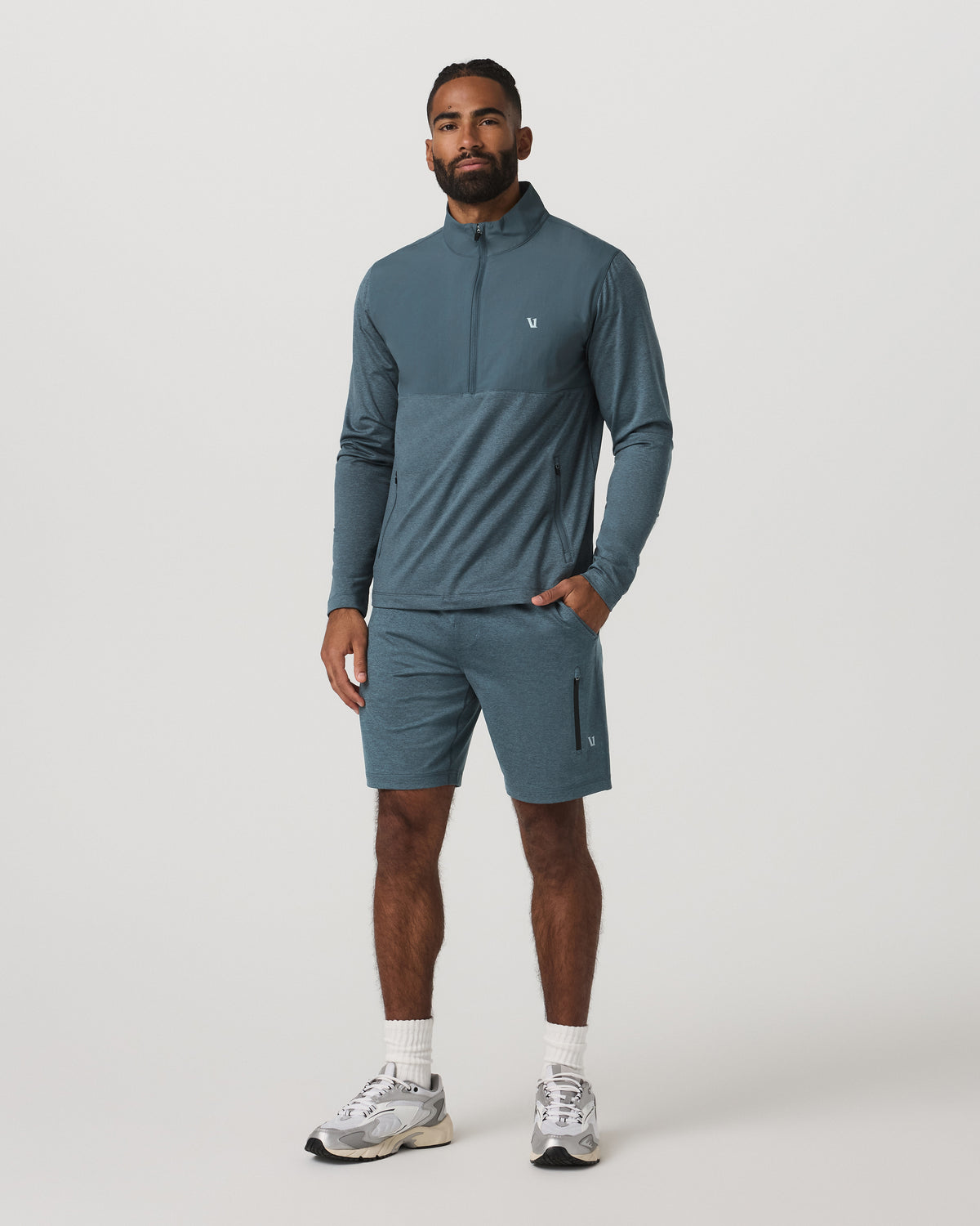 Sunday Element Half Zip Men's Blue Sea Heather Layer | Vuori US