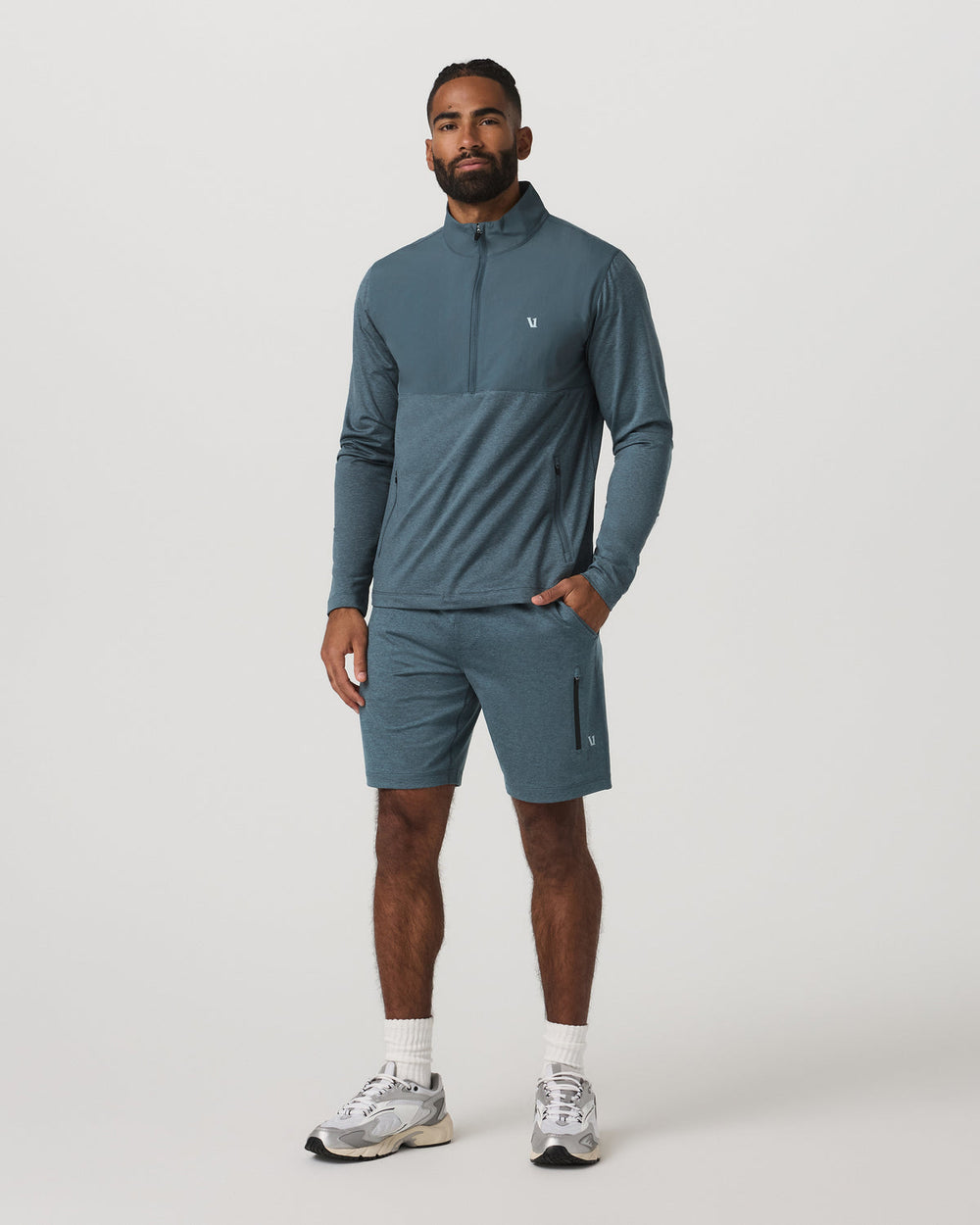 Sunday Element Half Zip Men's Blue Sea Heather Layer | Vuori US