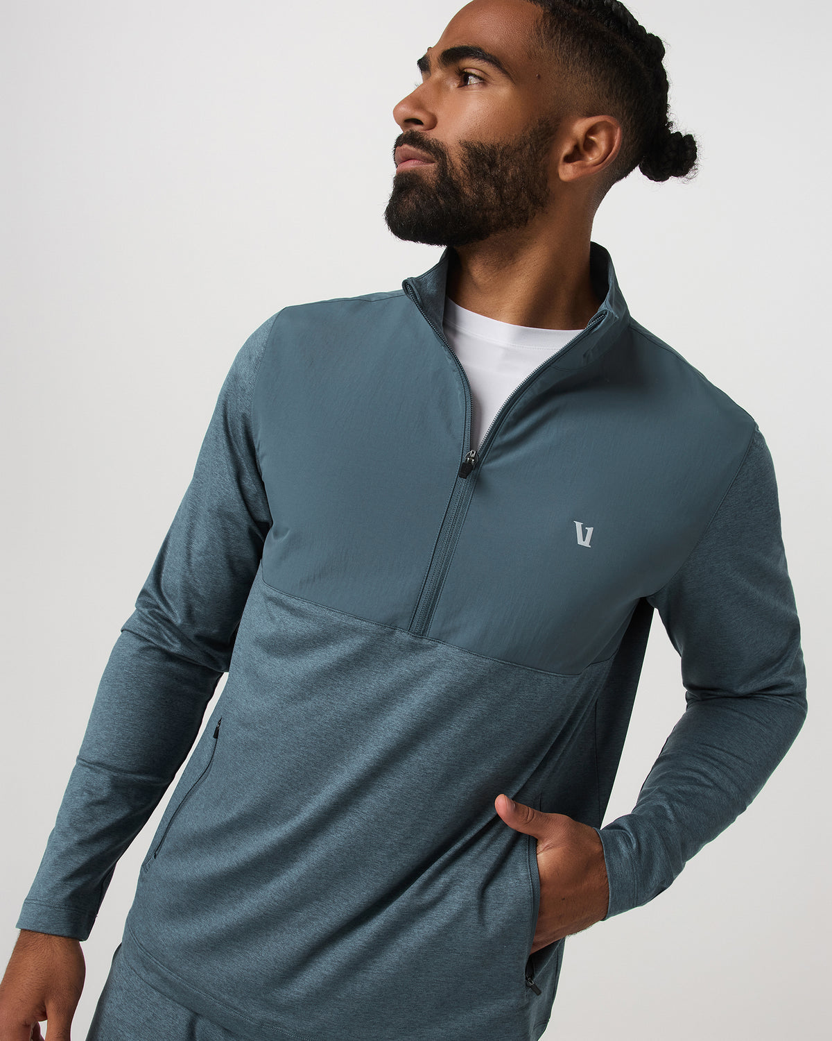 Sunday Element Half Zip Men's Blue Sea Heather Layer | Vuori US