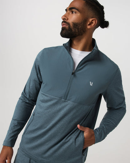 Sunday Element Half Zip Men's Blue Sea Heather Layer | Vuori US