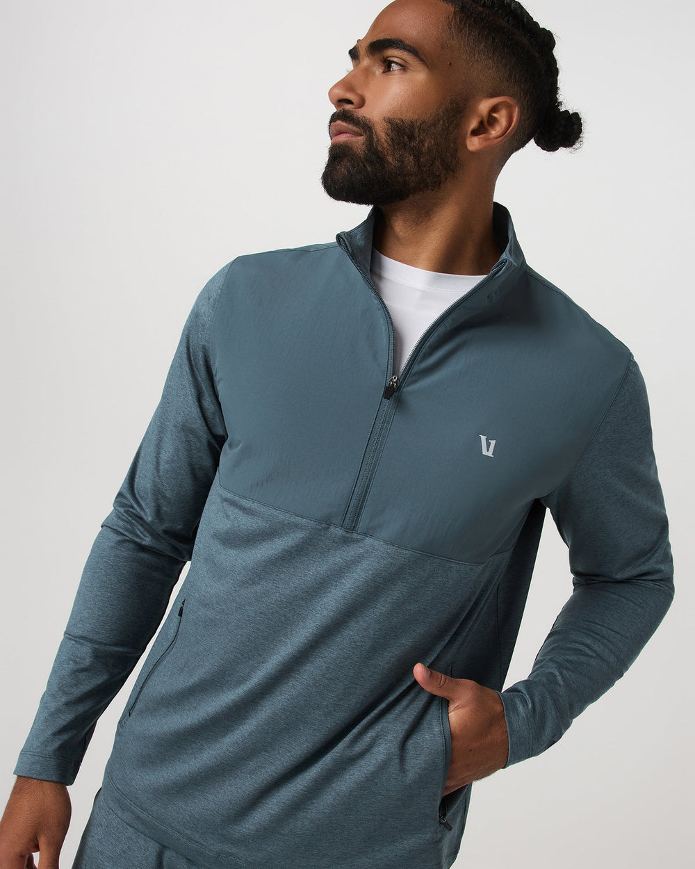 Sunday Element Half Zip Men's Blue Sea Heather Layer | Vuori US