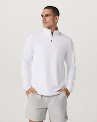 Ponto 1/2 Zip Mock Neck Men's White Mock Neck Top | Vuori Clothing