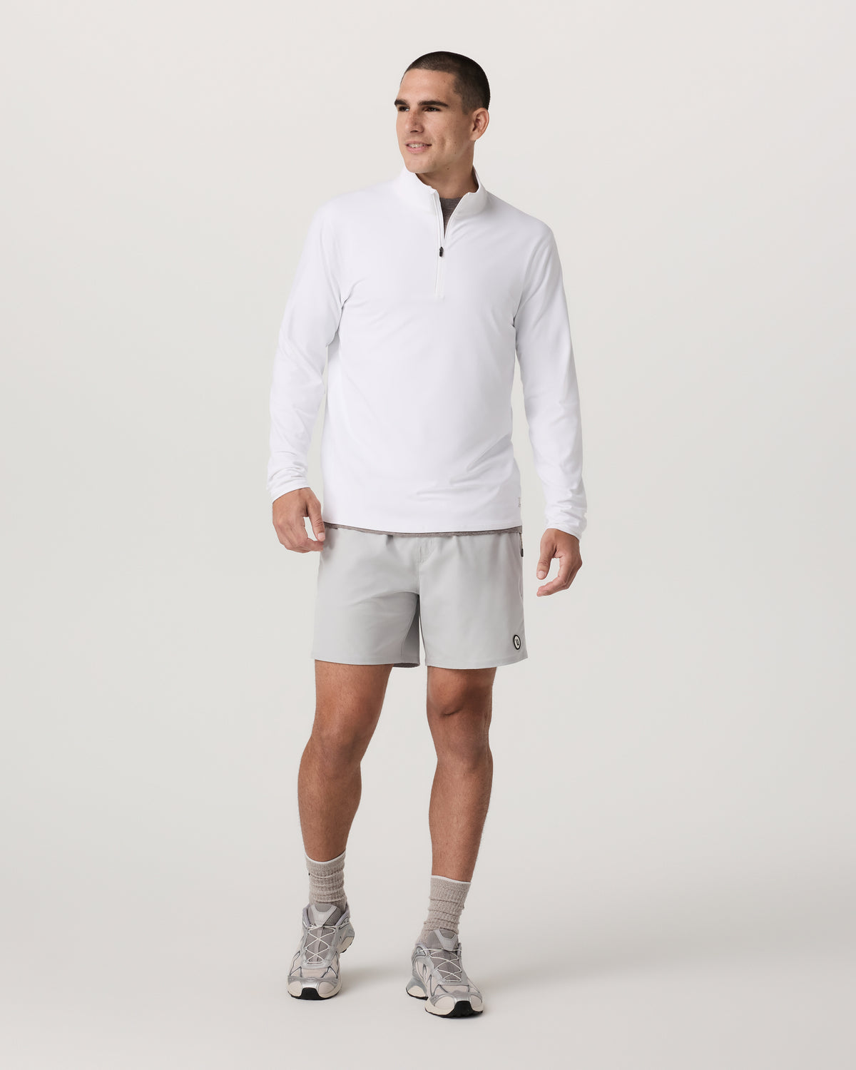 Ponto 1/2 Zip Mock Neck Men's White Mock Neck Top | Vuori Clothing