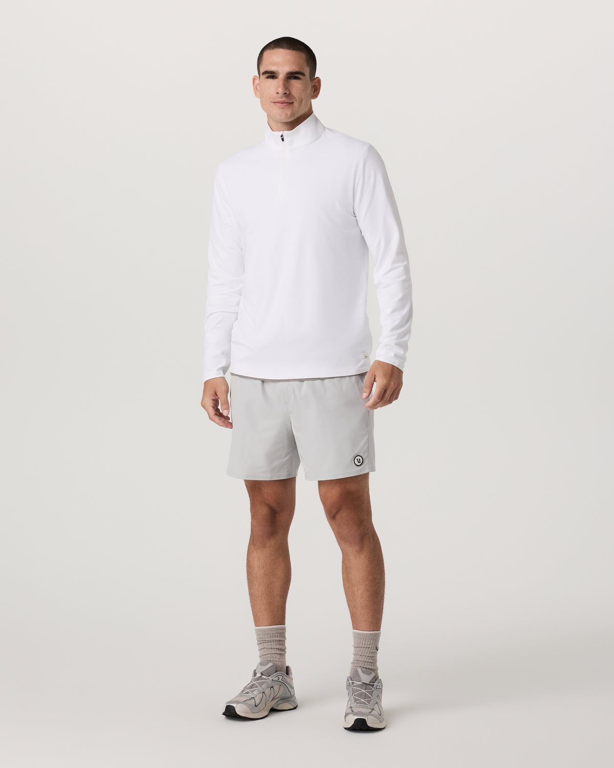 Ponto 1/2 Zip Mock Neck Men's White Mock Neck Top | Vuori Clothing