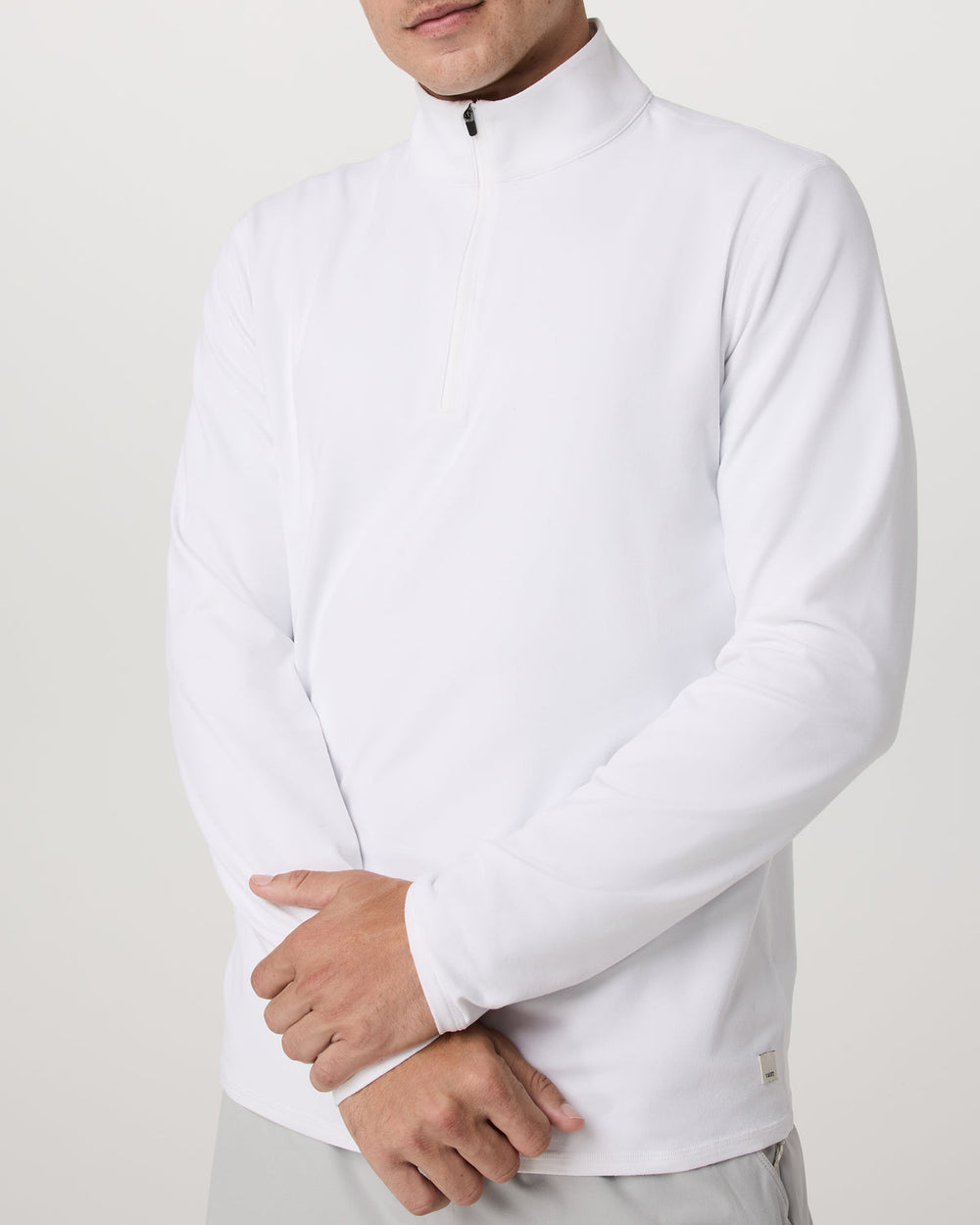 Ponto 1/2 Zip Mock Neck Men's White Mock Neck Top | Vuori Clothing