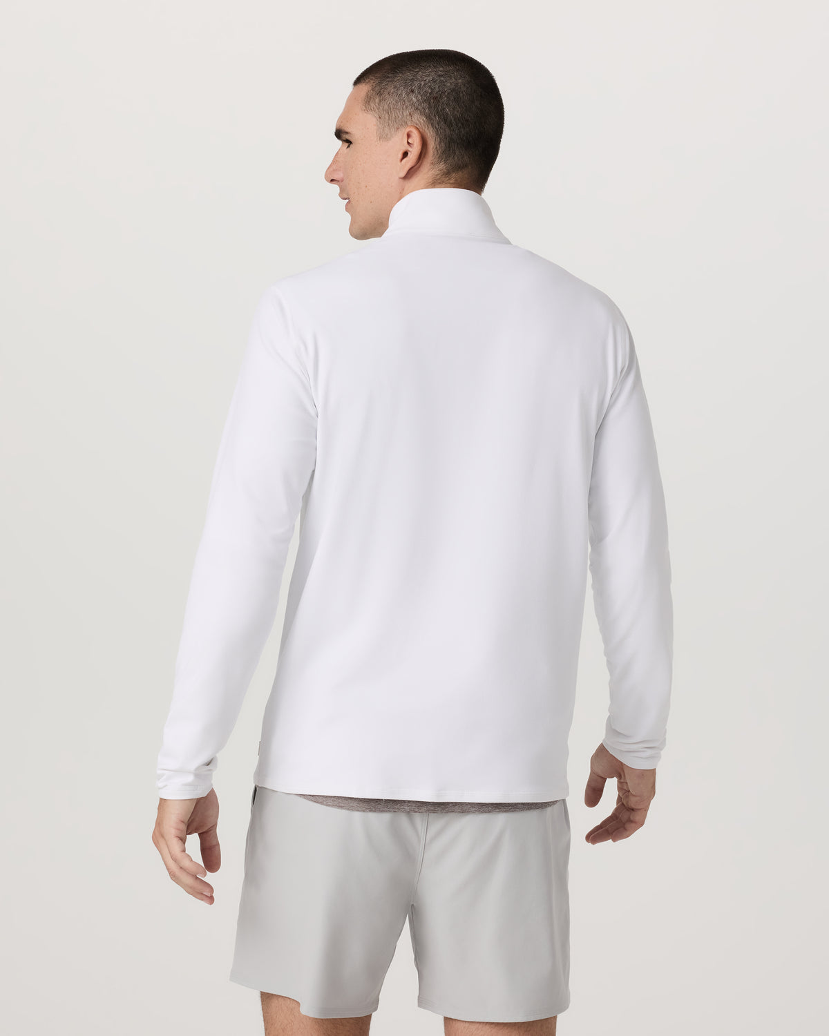 Ponto 1/2 Zip Mock Neck Men's White Mock Neck Top | Vuori Clothing