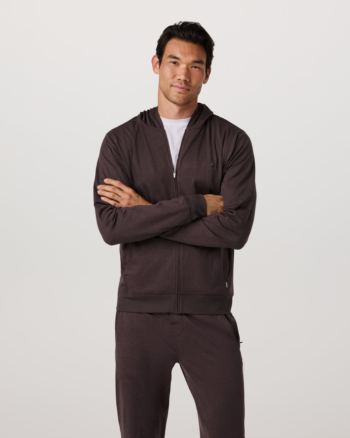 Ponto Full Zip Hoodie Men's Sangria Heather Hoodie | Vuori
