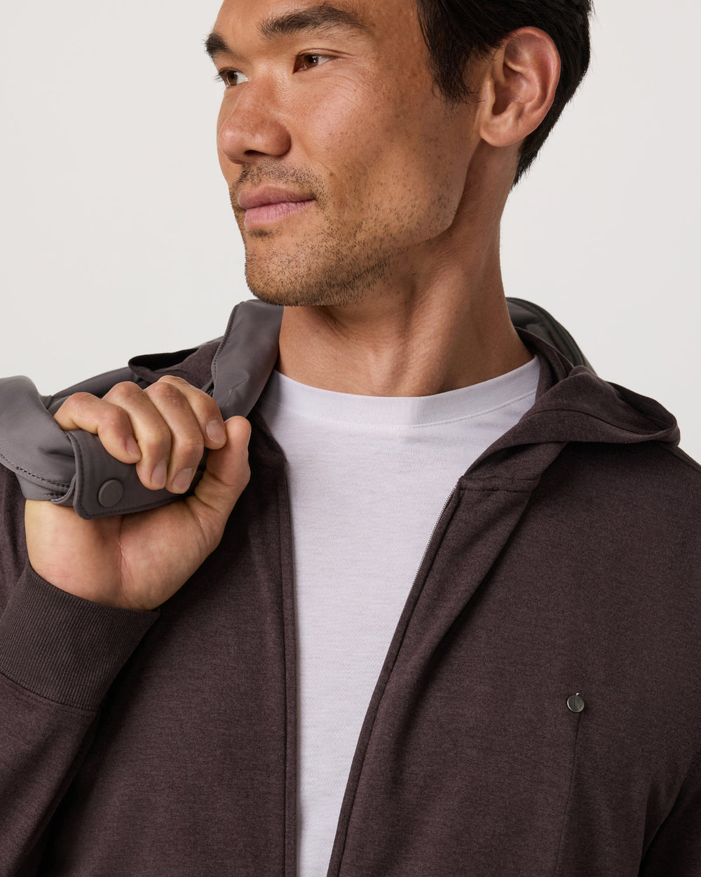 Ponto Full Zip Hoodie Men's Sangria Heather Hoodie | Vuori