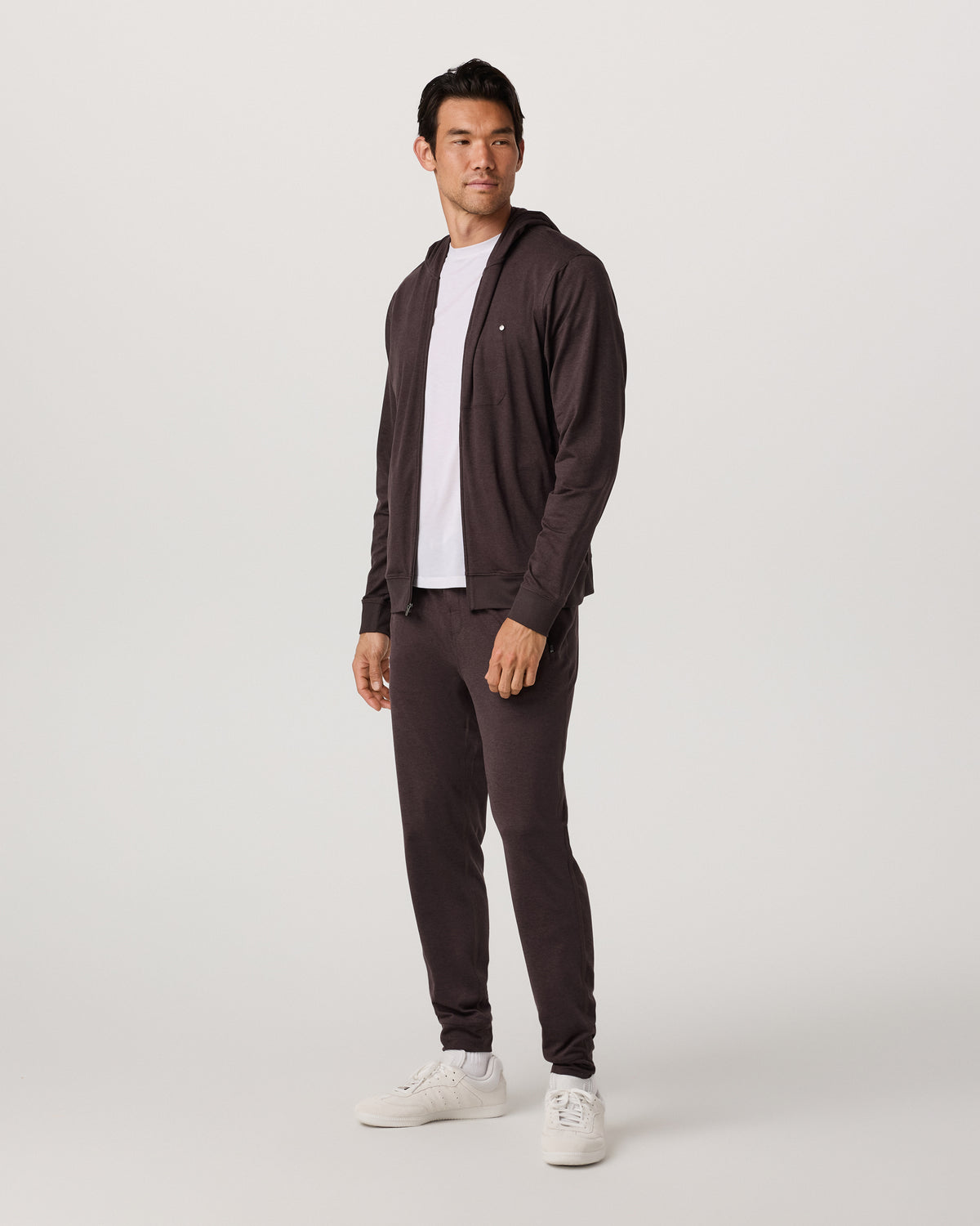 Ponto Full Zip Hoodie Men's Sangria Heather Hoodie | Vuori
