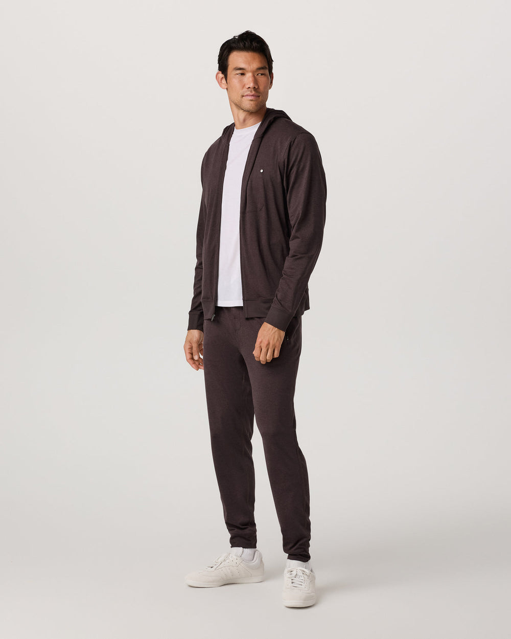 Ponto Full Zip Hoodie Men's Sangria Heather Hoodie | Vuori