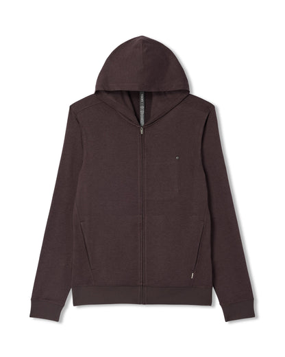 Ponto Full Zip Hoodie Men's Sangria Heather Hoodie | Vuori