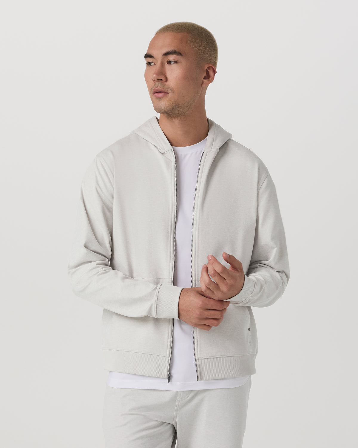 Coronado Full Zip Hoodie 2.0 Men's Salt Heather Jacket | Vuori Clothing