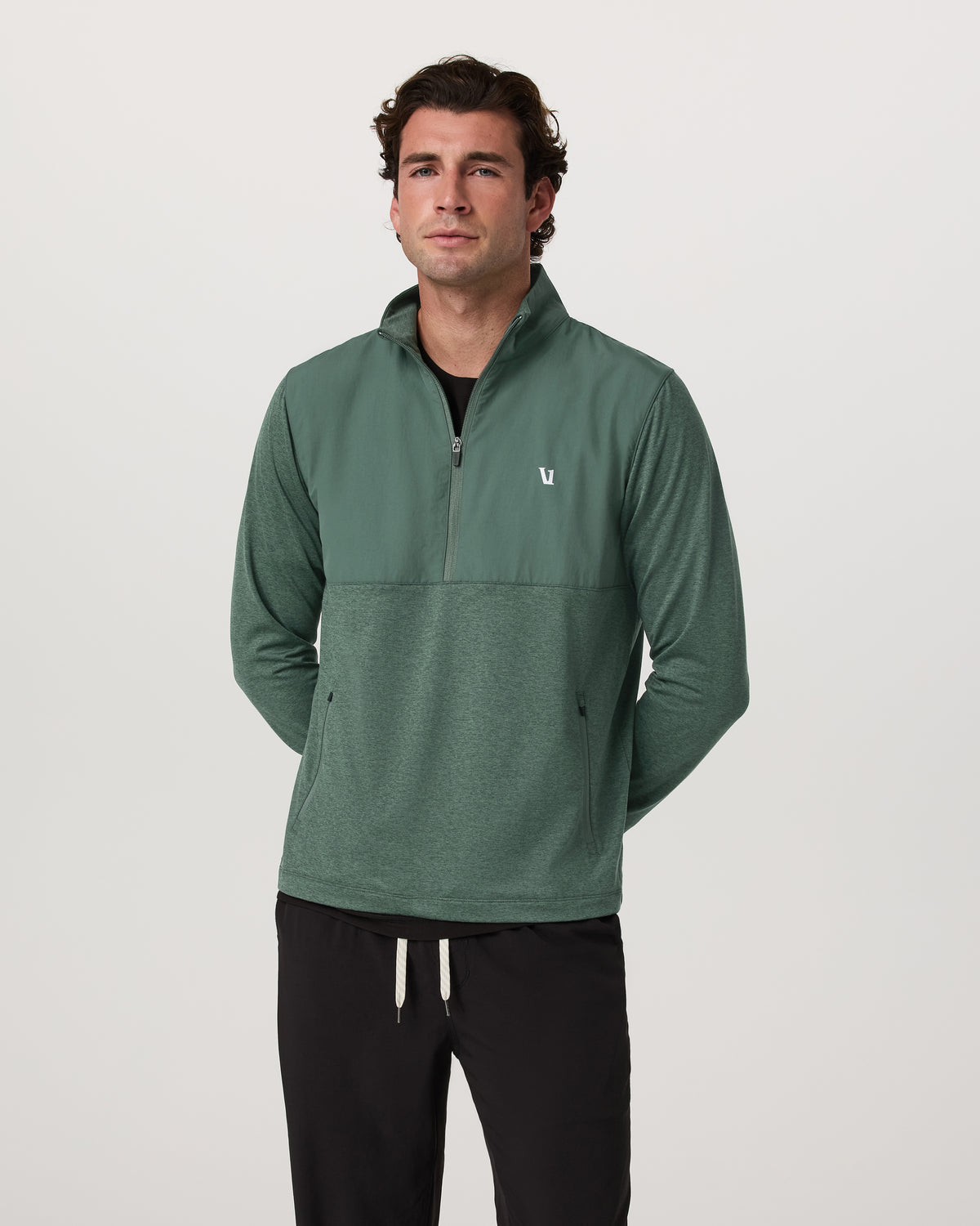 Sunday Element 1/2 Zip Agate Green Heather Pullover | Vuori On sale