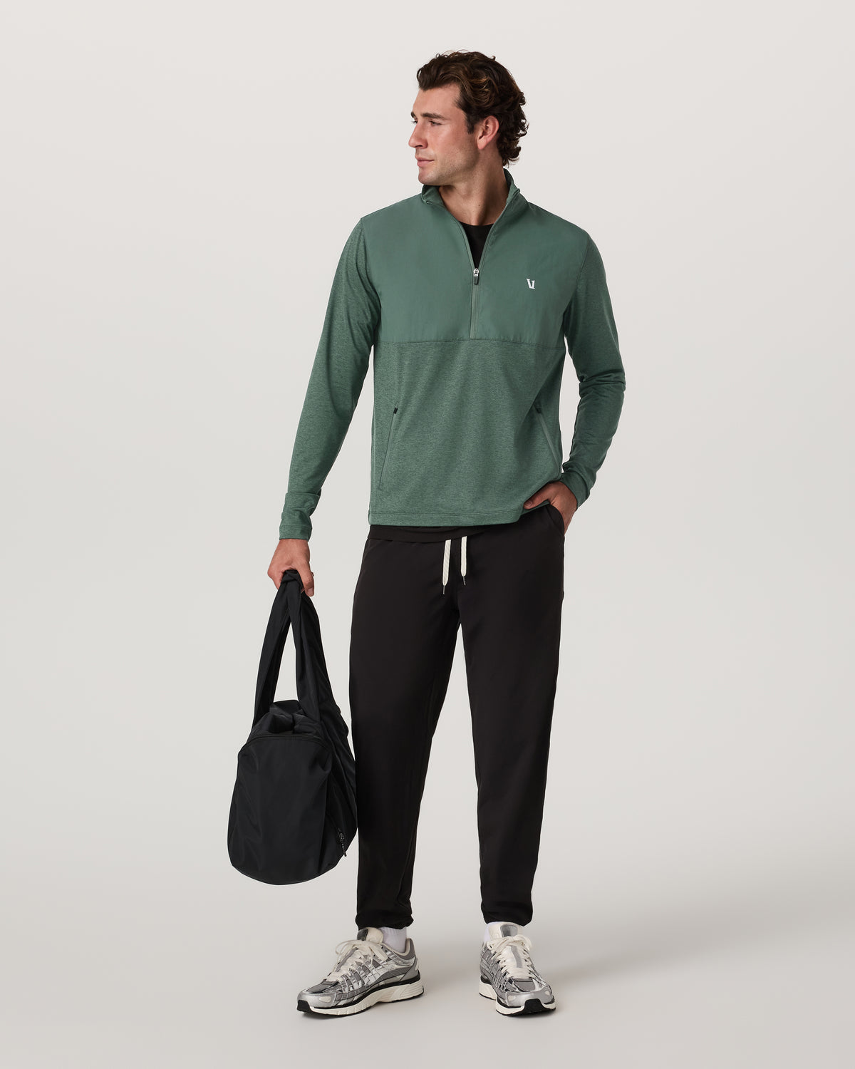 Sunday Element 1/2 Zip Agate Green Heather Pullover | Vuori On sale