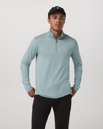 Ponto Half Zip Mock Neck Men's Misty Blue Heather Layer | Vuori Online