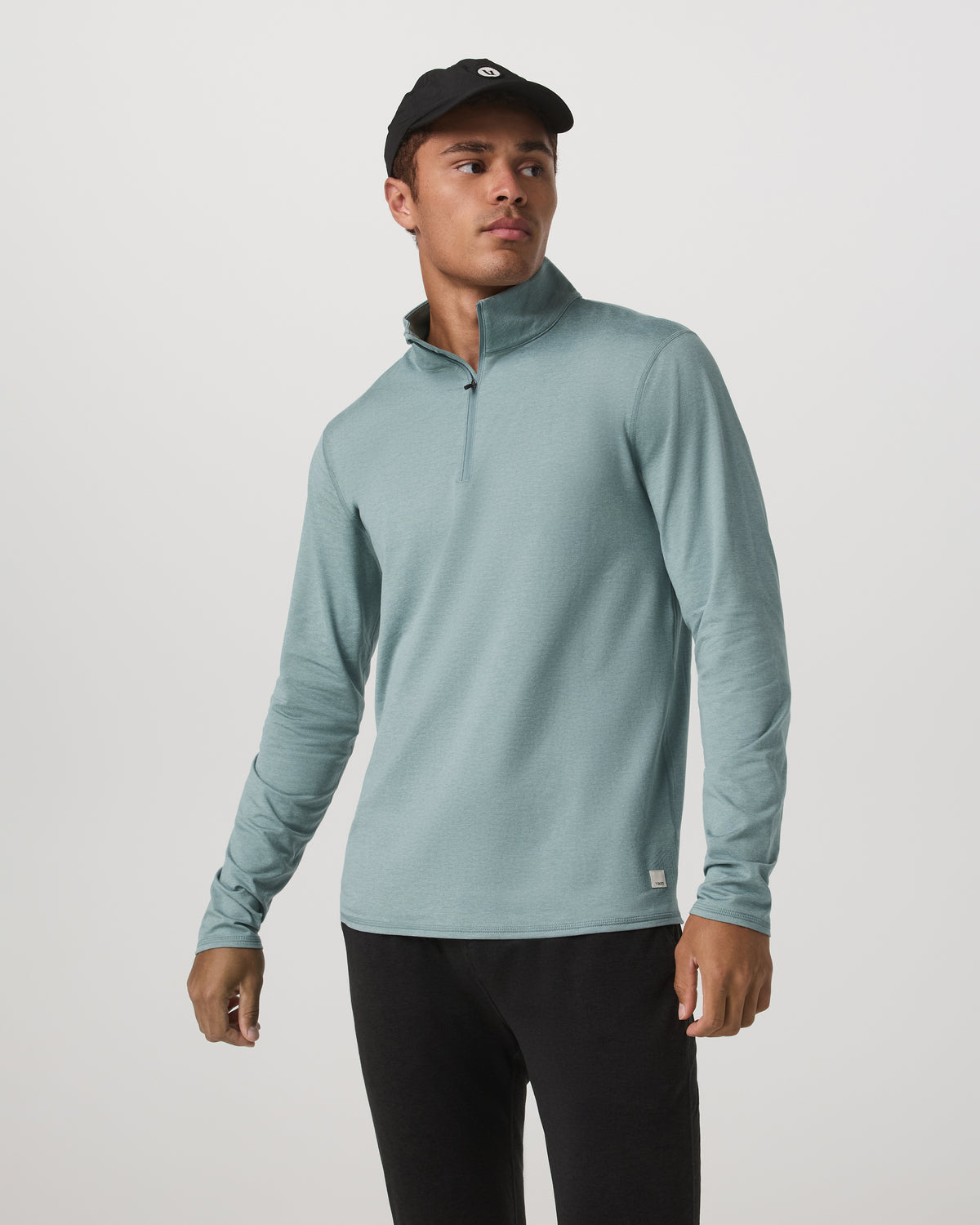 Ponto Half Zip Mock Neck Men's Misty Blue Heather Layer | Vuori Online