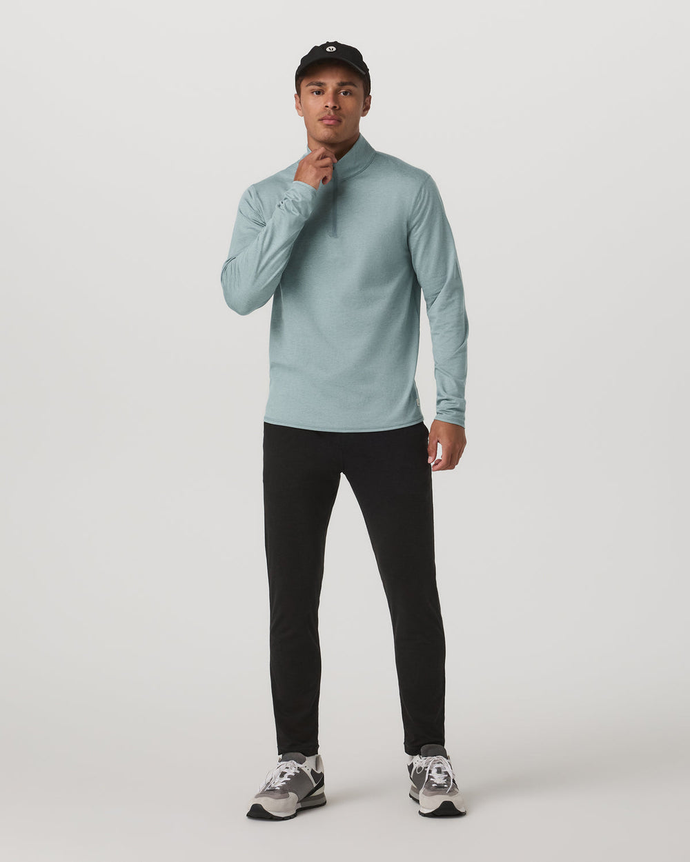 Ponto Half Zip Mock Neck Men's Misty Blue Heather Layer | Vuori Online