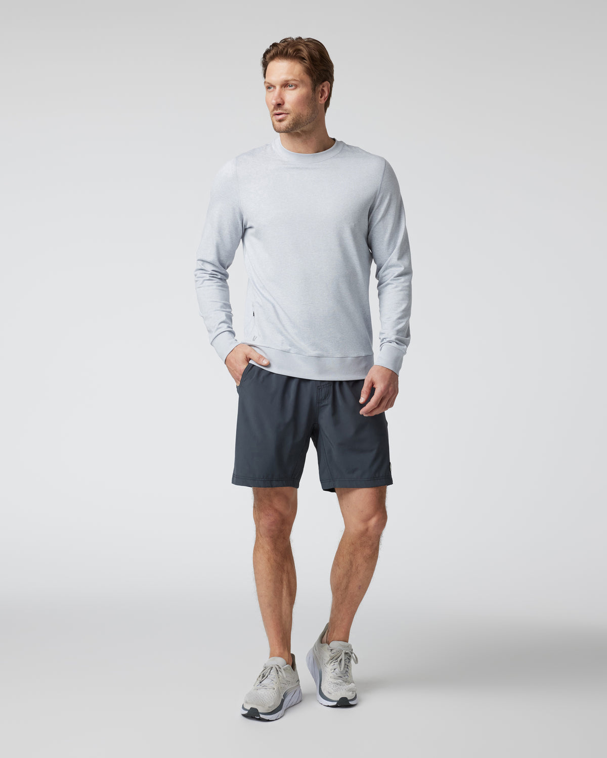 Ponto Performance Crew Men's Platinum White Pullover | Vuori Discount