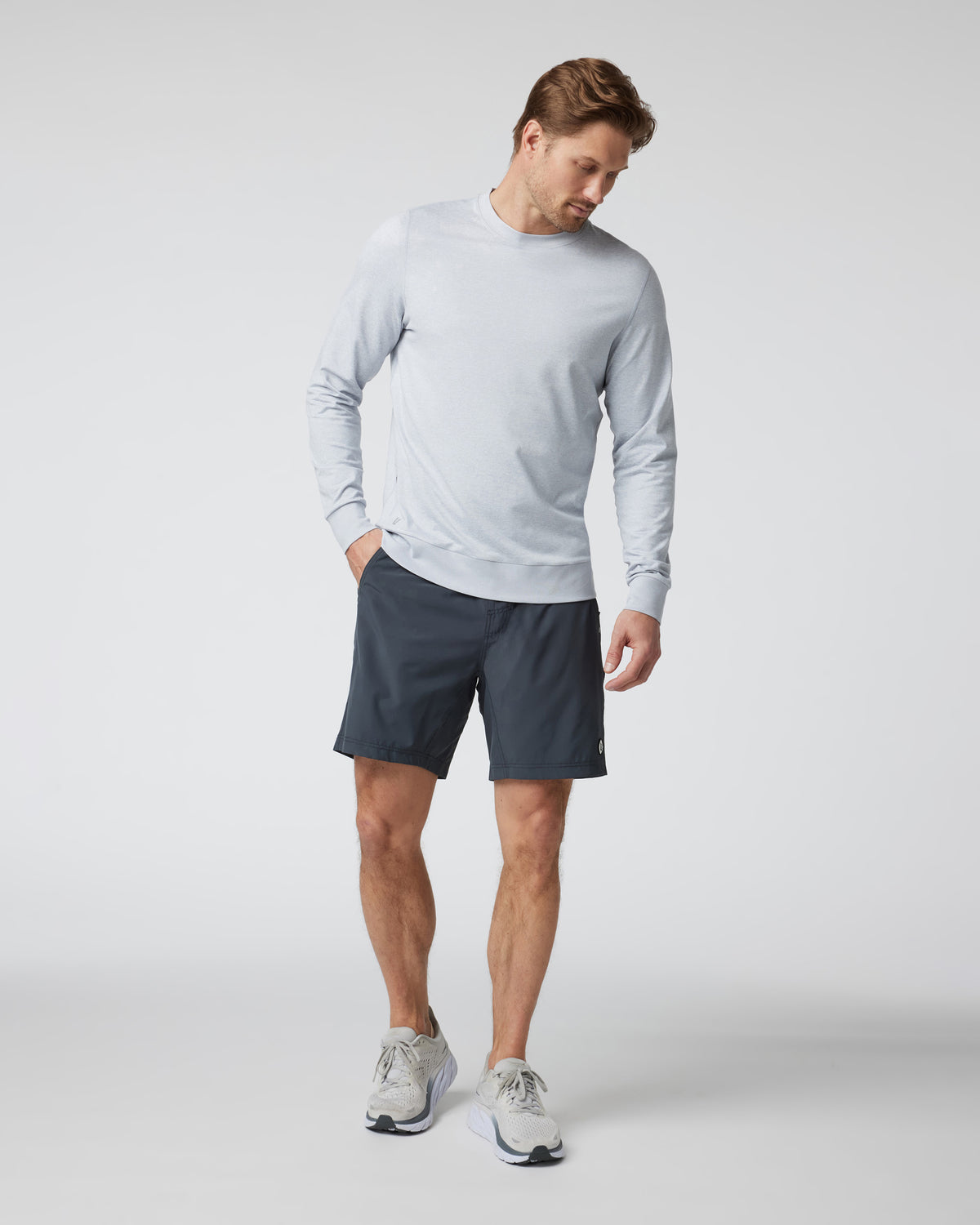 Ponto Performance Crew Men's Platinum White Pullover | Vuori Discount